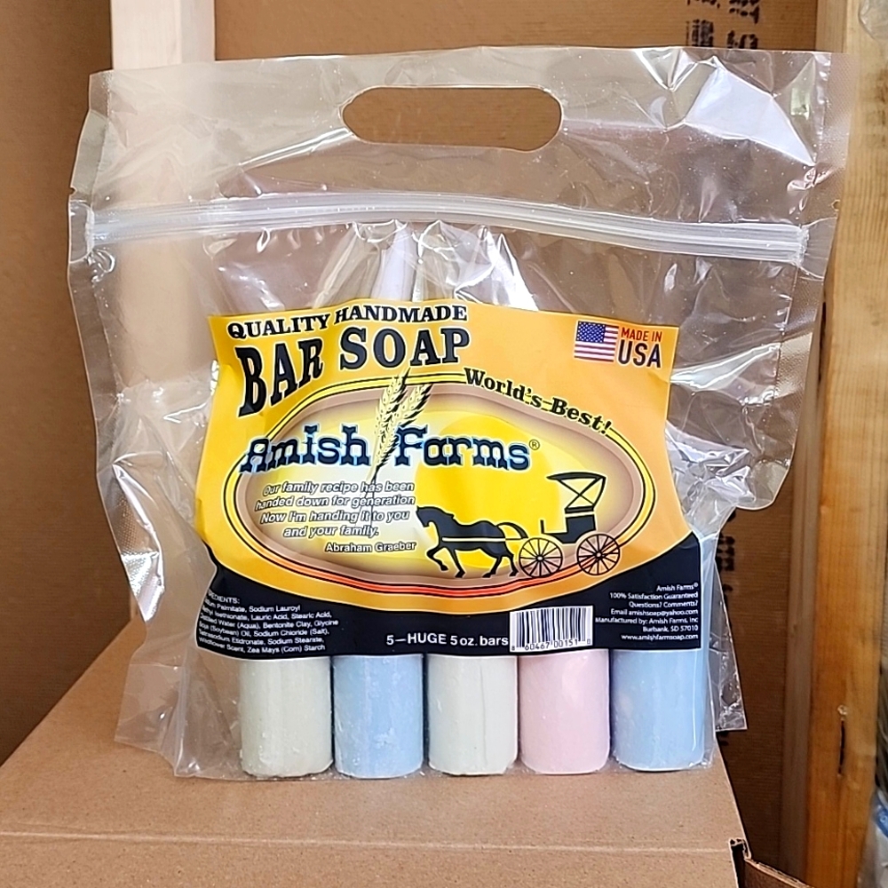 Amish Farms Original Recipe All Natural Soap Bar Handmade Vegan 5 bars